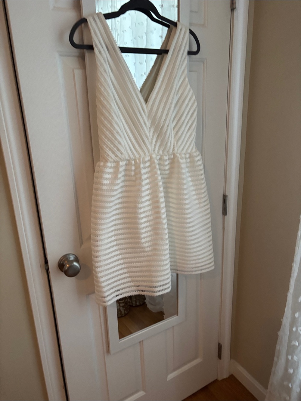Bar III Ivory Textured V-Neck Mini Dress